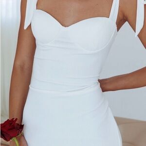 Selfie Leslie White Strap-Tie Bodycon Dress